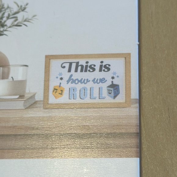 Hanukkah Reversible Box Sign “This is how we roll” “together “ NWT - Picture 3 of 9
